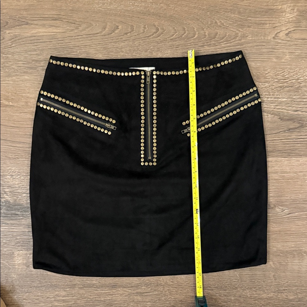 TCB Traveling Chic Boutique Black Studded Pencil Skirt Faux Suede